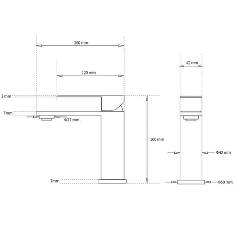 Chrome Square Short Basin Mixer Tap image 8