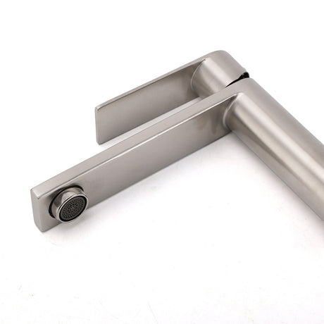 Brushed Nickel Square Short Basin Mixer Tap image 5