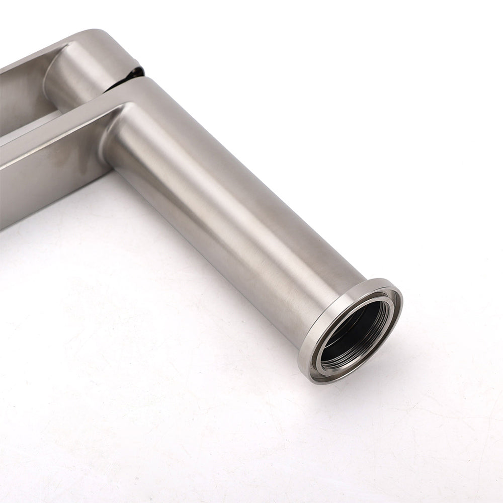 Brushed Nickel Square Short Basin Mixer Tap image 6