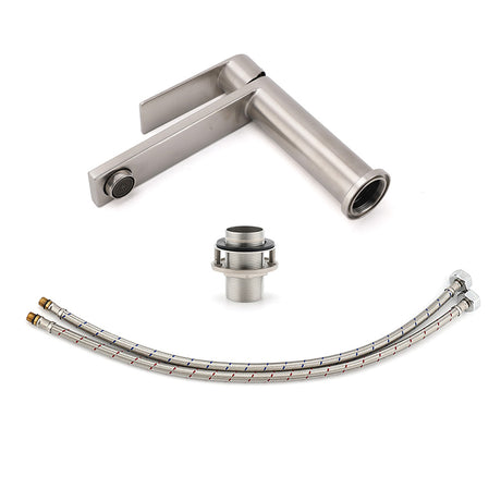 Brushed Nickel Square Short Basin Mixer Tap image 7