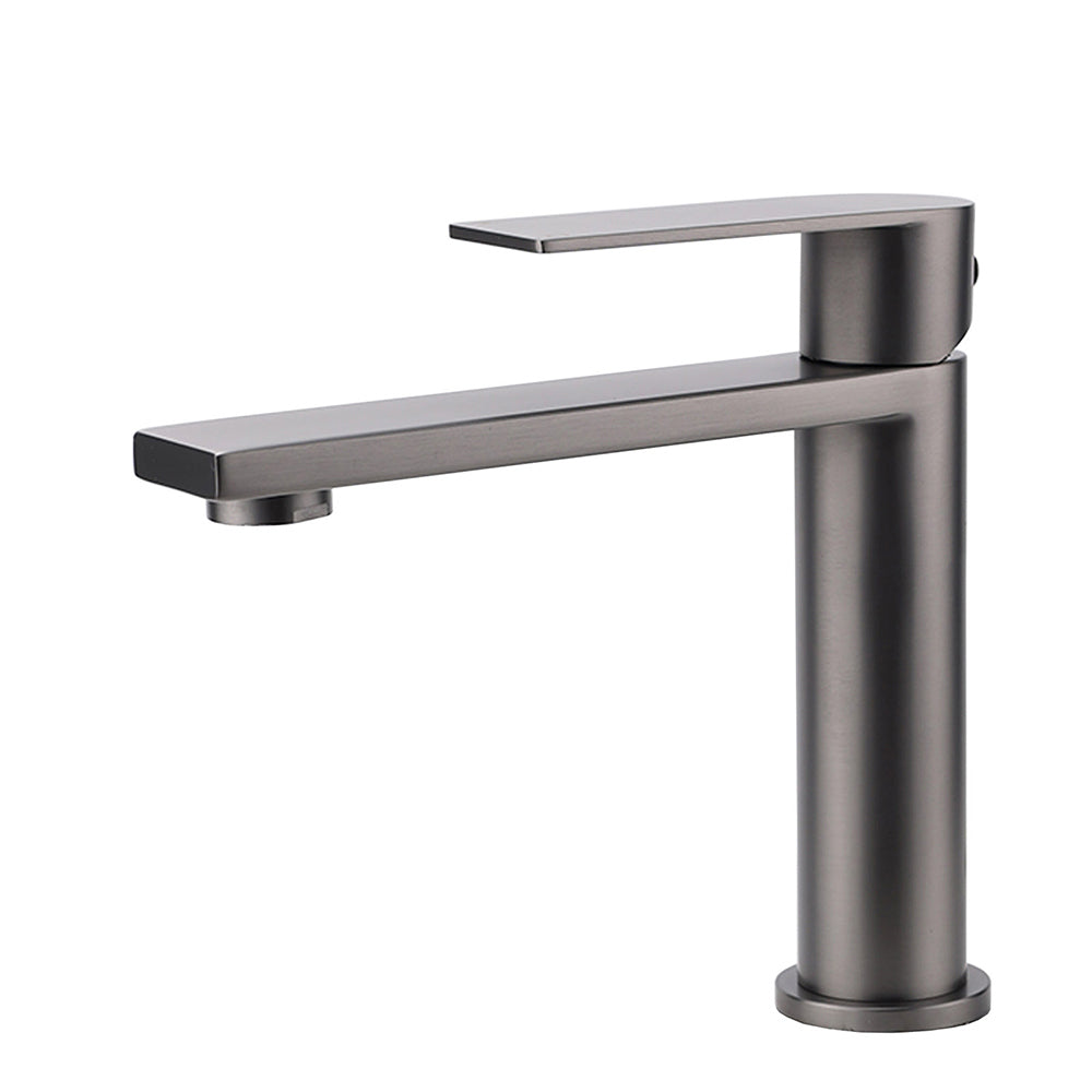 Rounded Square Basin Mixer Tap, Gun Metal