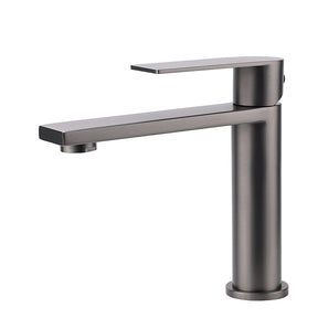 Rounded Square Basin Mixer Tap, Gun Metal