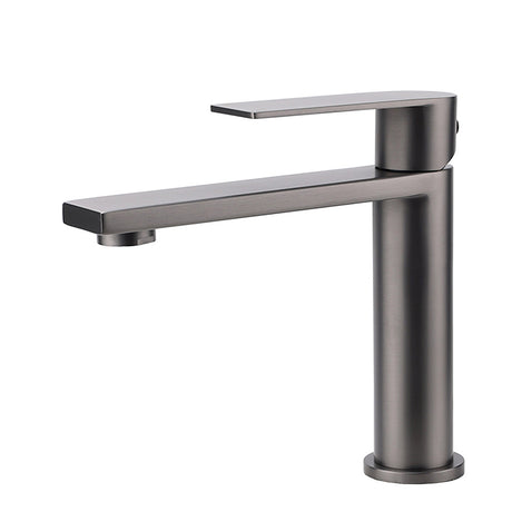 Rounded Square Basin Mixer Tap, Gun Metal