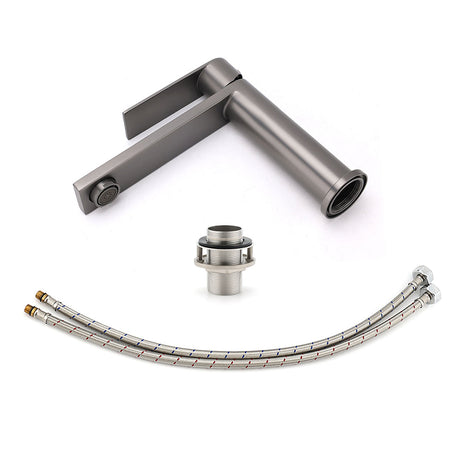 Rounded Square Basin Mixer Tap, Gun Metal
