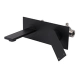 Wall Mounted Basin Mixer Tap with Flat Spout, Matte Black