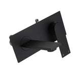 Wall Mounted Basin Mixer Tap with Flat Spout, Matte Black