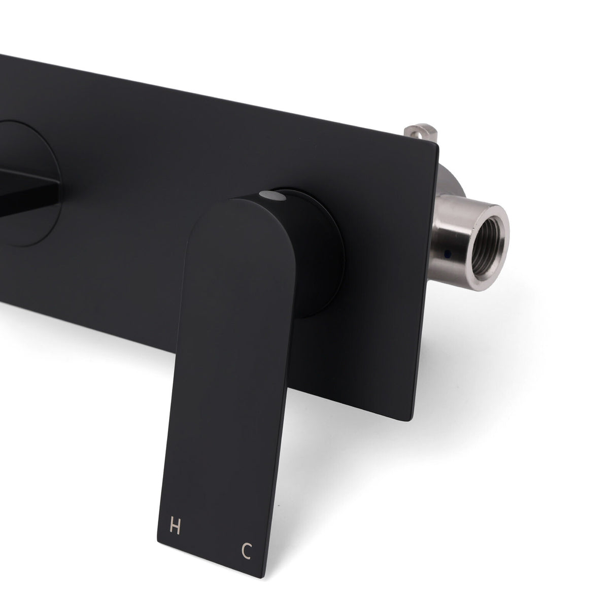 Wall Mounted Basin Mixer Tap with Flat Spout, Matte Black