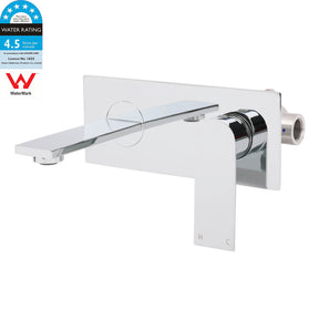 Wall Mounted Basin Mixer Tap with Flat Spout, Chrome