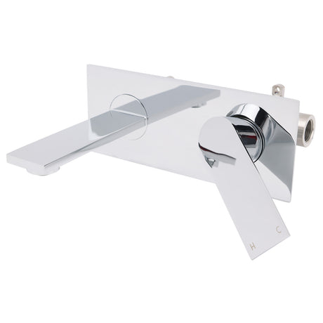 Wall Mounted Basin Mixer Tap with Flat Spout, Chrome