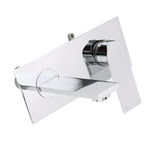 Wall Mounted Basin Mixer Tap with Flat Spout, Chrome