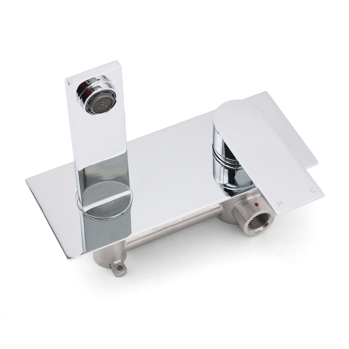Wall Mounted Basin Mixer Tap with Flat Spout, Chrome