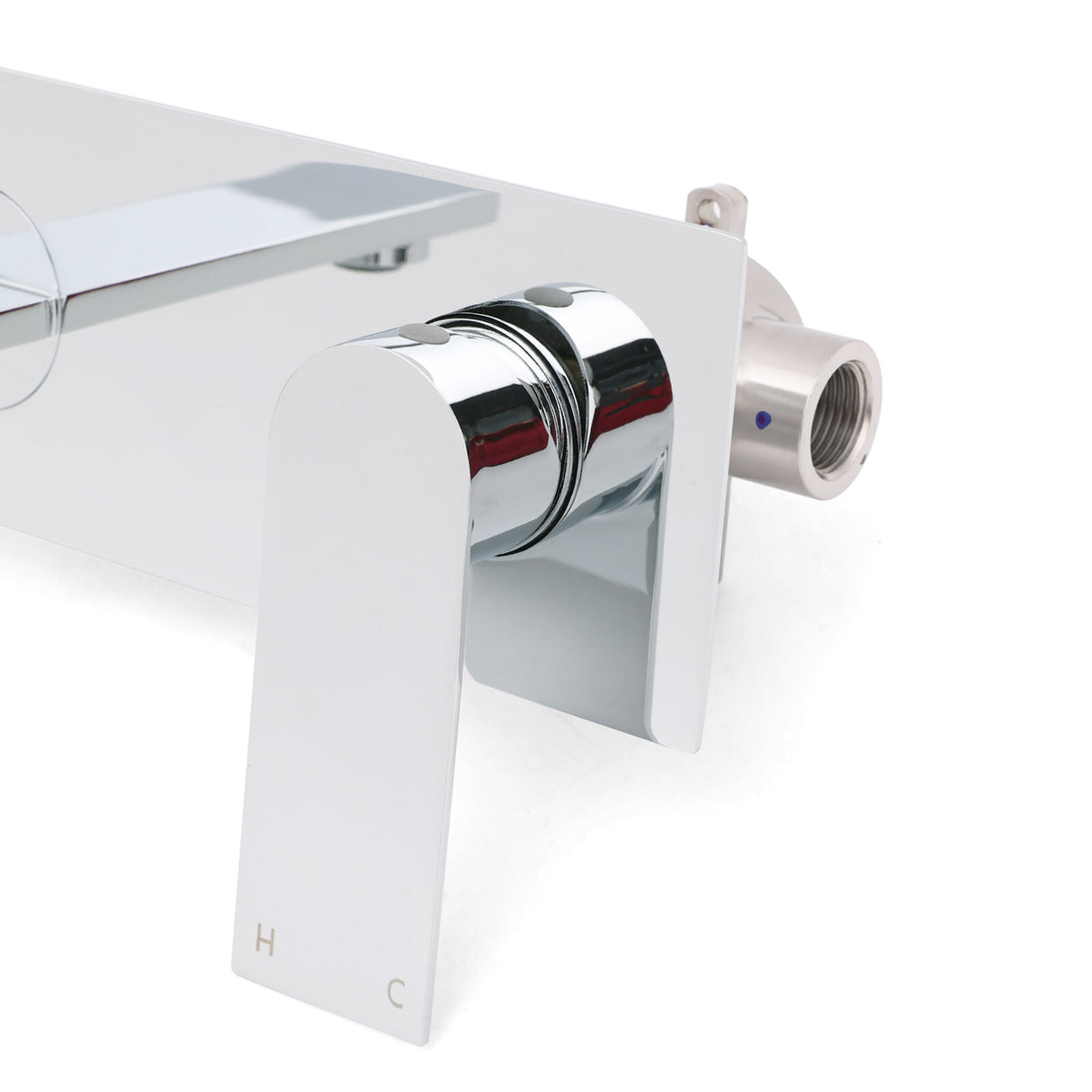 Wall Mounted Basin Mixer Tap with Flat Spout, Chrome