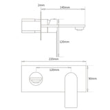 Wall Mounted Basin Mixer Tap with Flat Spout, Chrome