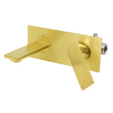 Wall Mounted Basin Mixer Tap Set, Square, Brushed Gold