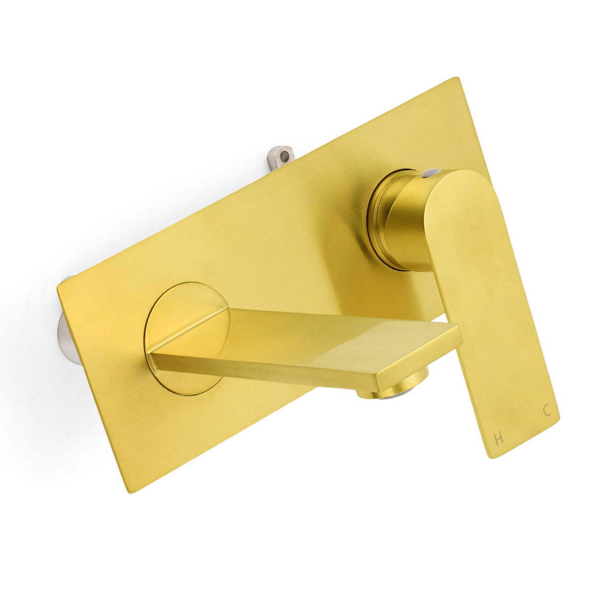 Wall Mounted Basin Mixer Tap Set, Square, Brushed Gold