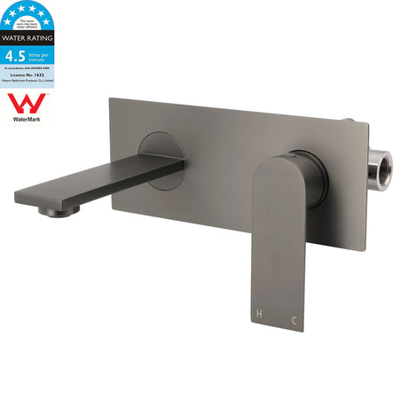 Wall Mounted Basin Mixer Tap Set, Square, Gun Metal