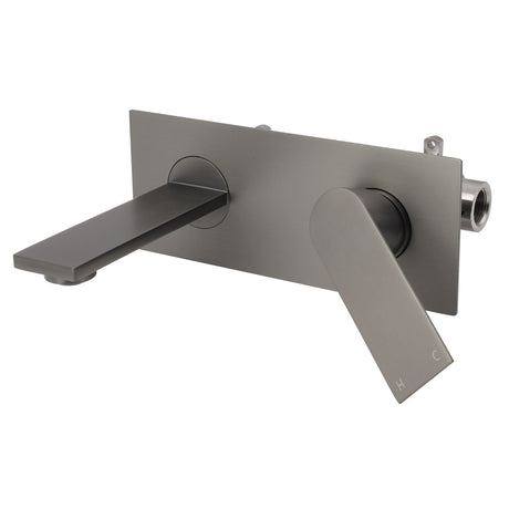 Wall Mounted Basin Mixer Tap Set, Square, Gun Metal