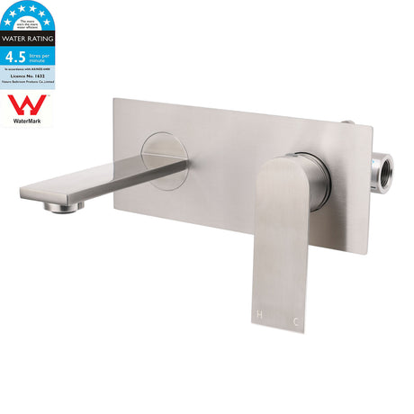 Concealed Wall Mounted Basin Mixer Tap, Square, Brushed Nickel