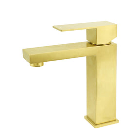 Square Basin Mixer Tap, Brushed Gold