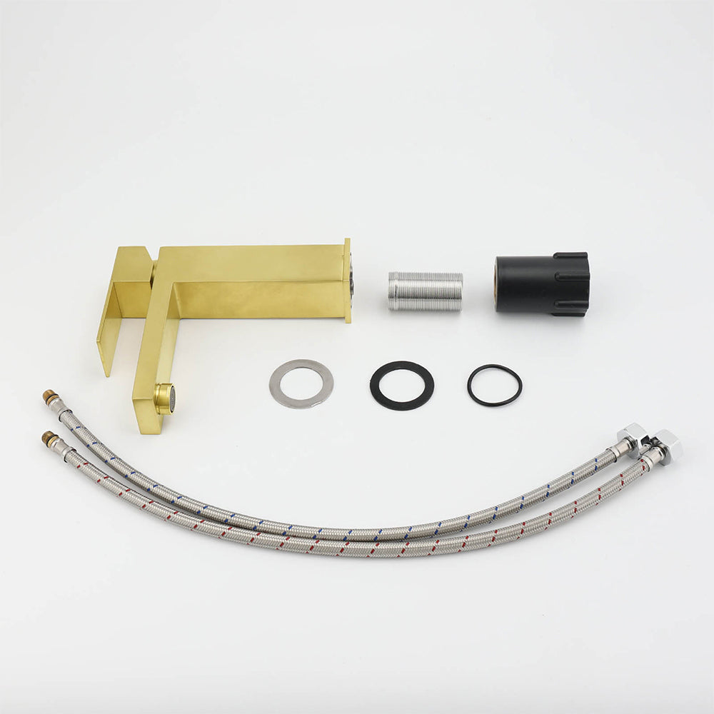 Square Basin Mixer Tap, Brushed Gold