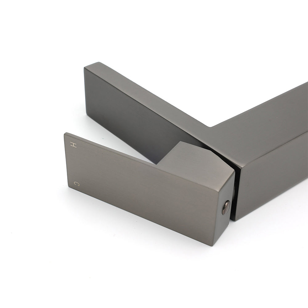 Square Basin Mixer Tap, Gun Metal