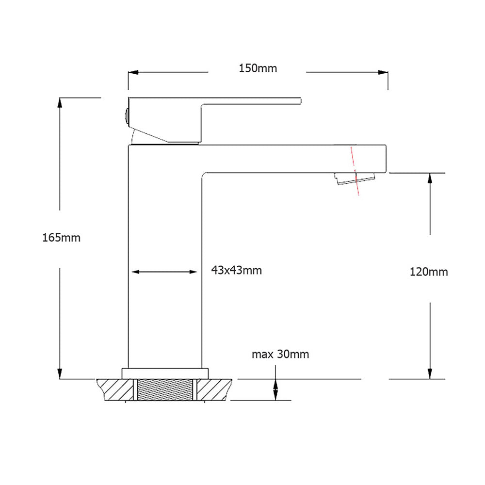 Square Basin Mixer Tap, Gun Metal