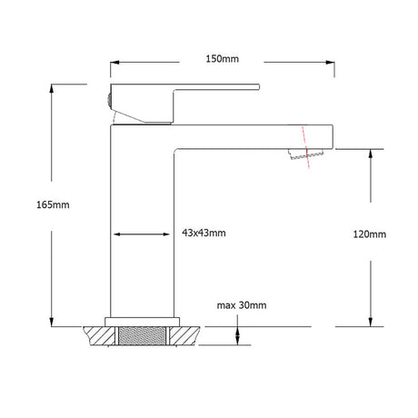 Square Basin Mixer Tap, Gun Metal