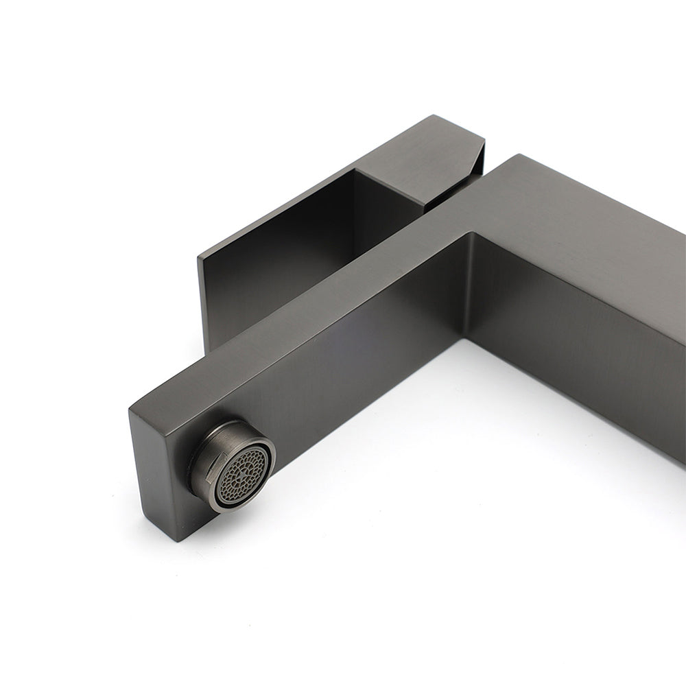 Square Basin Mixer Tap, Gun Metal