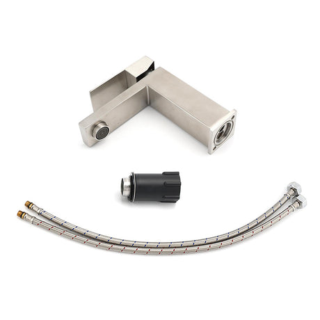 Brushed Nickel Square Basin Mixer Tap