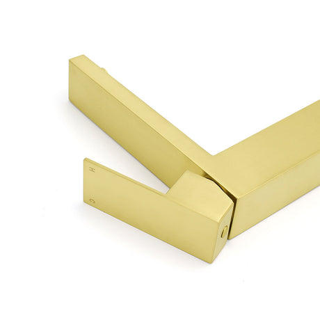 Square Tall Basin Mixer Tap, Brushed Gold