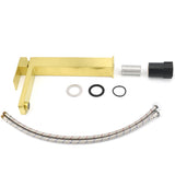 Square Tall Basin Mixer Tap, Brushed Gold