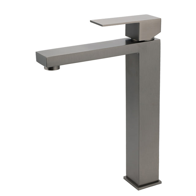 Tall Vessel Basin Mixer Tap, Square, Gun Metal, 310mm