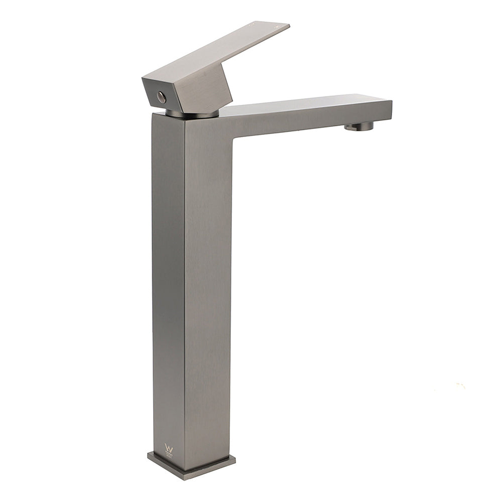 Tall Vessel Basin Mixer Tap, Square, Gun Metal, 310mm