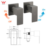 Square Quarter Turn Wall Tap Set, Gunmetal Grey