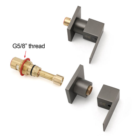 Square Quarter Turn Wall Tap Set, Gunmetal Grey