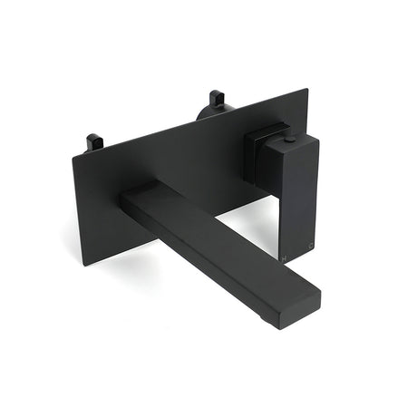Square Wall Mounted Basin Mixer Tap, Matte Black