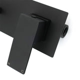 Square Wall Mounted Basin Mixer Tap, Matte Black