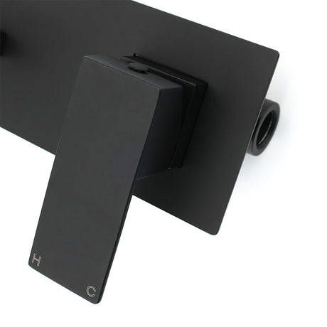 Square Wall Mounted Basin Mixer Tap, Matte Black