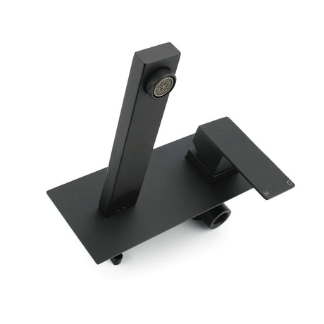 Square Wall Mounted Basin Mixer Tap, Matte Black