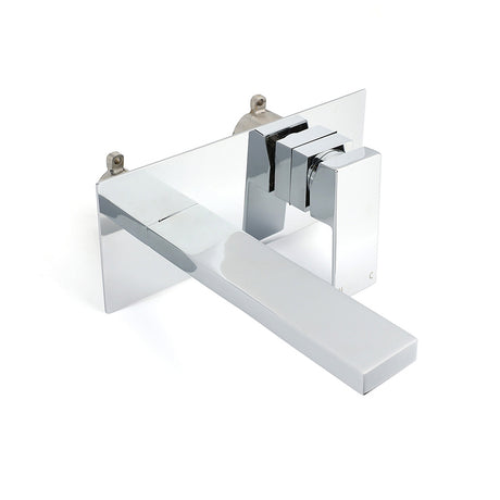 Square Wall Mounted Basin Mixer Tap, Chrome