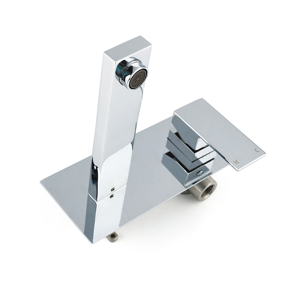 Square Wall Mounted Basin Mixer Tap, Chrome