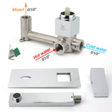 Square Wall Mounted Basin Mixer Tap, Chrome