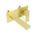 Square Wall Mounted Basin Mixer Tap, Brushed Gold