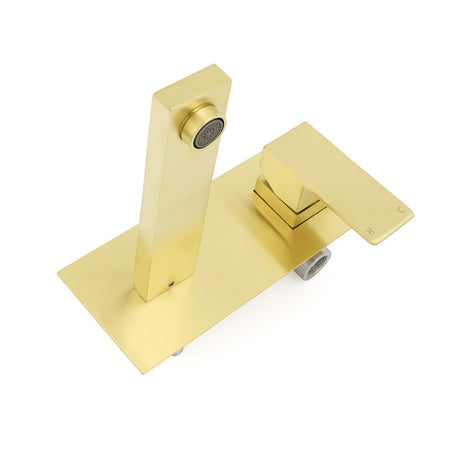 Square Wall Mounted Basin Mixer Tap, Brushed Gold