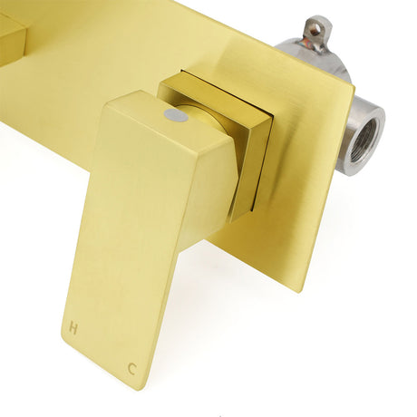 Square Wall Mounted Basin Mixer Tap, Brushed Gold