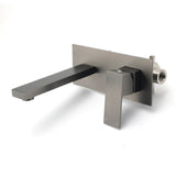 Wall Mounted Basin Mixer Tap Set, Square, Gun Metal