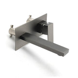 Wall Mounted Basin Mixer Tap Set, Square, Gun Metal