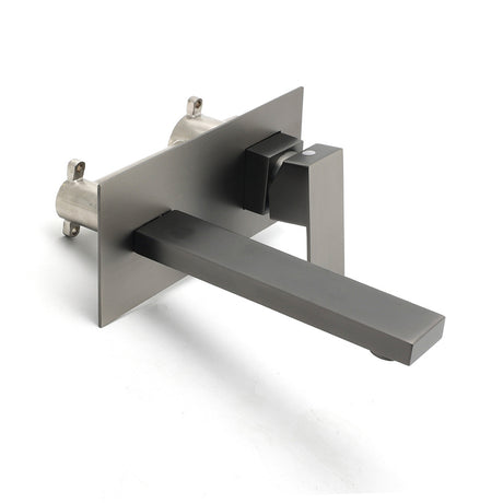 Wall Mounted Basin Mixer Tap Set, Square, Gun Metal