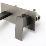Wall Mounted Basin Mixer Tap Set, Square, Gun Metal