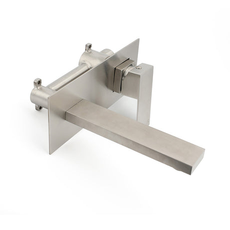 Square Wall Mounted Basin Mixer Tap, Brushed Nickel